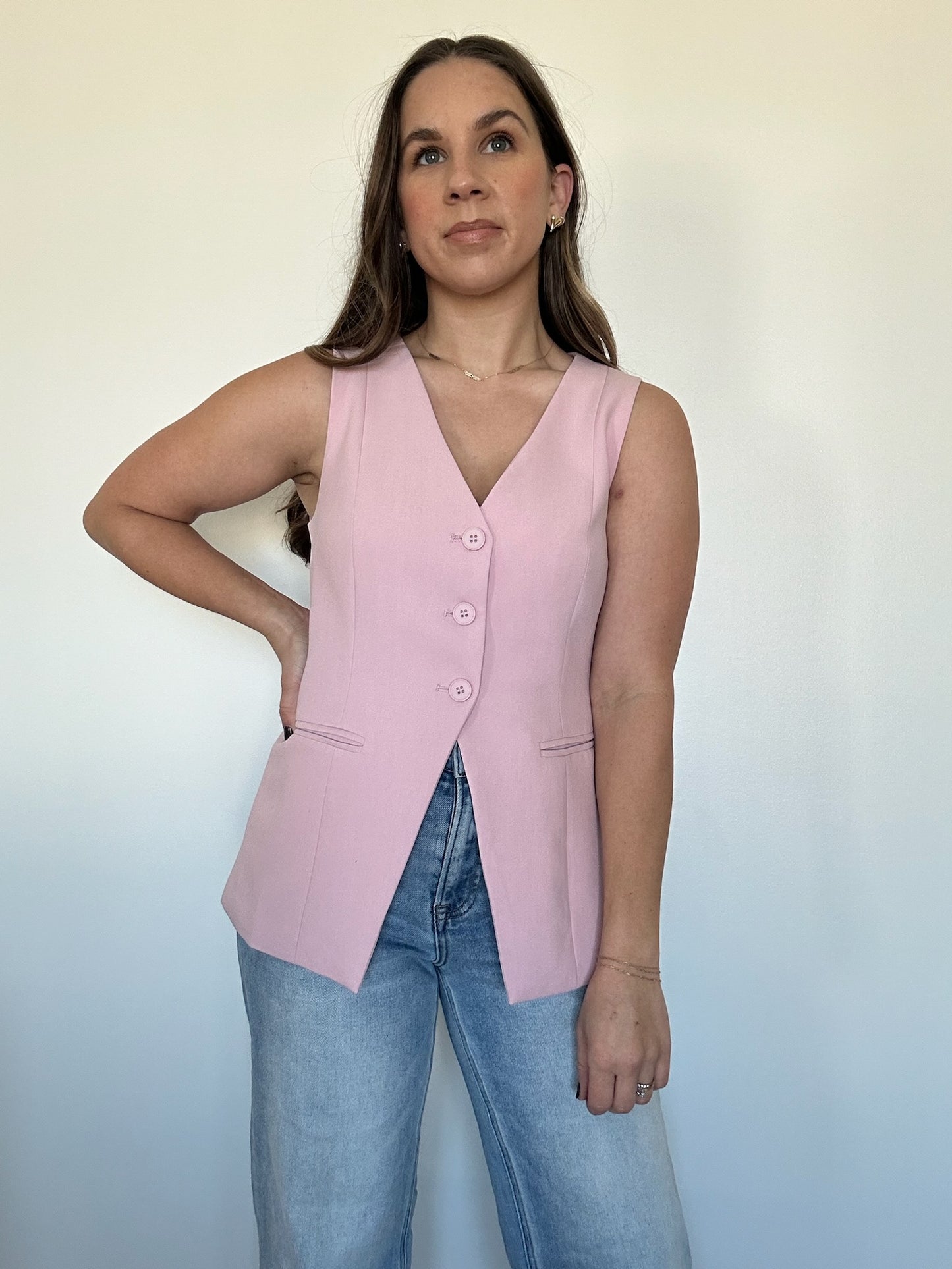 Pretty in Pink Blazer Vest