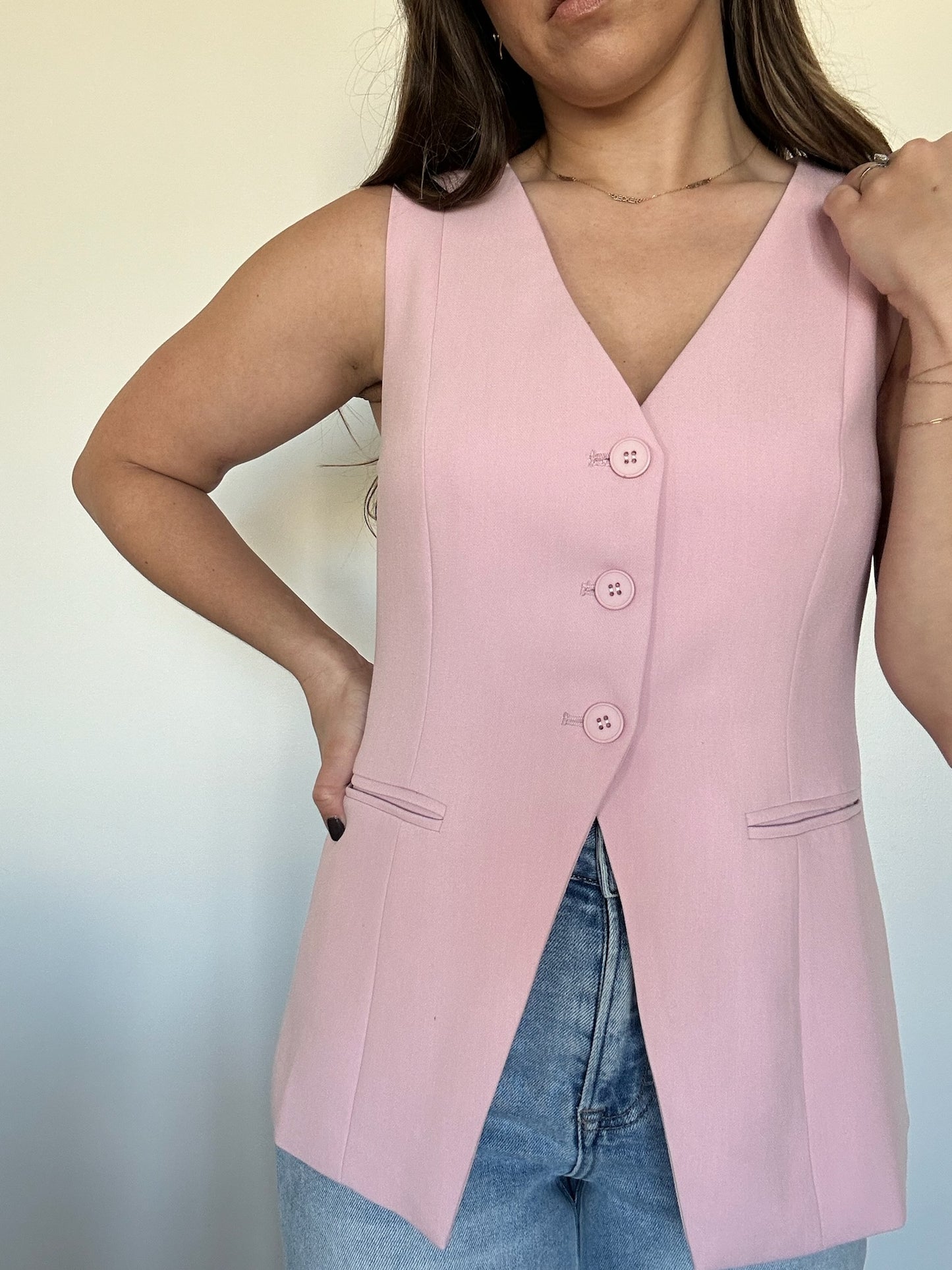 Pretty in Pink Blazer Vest