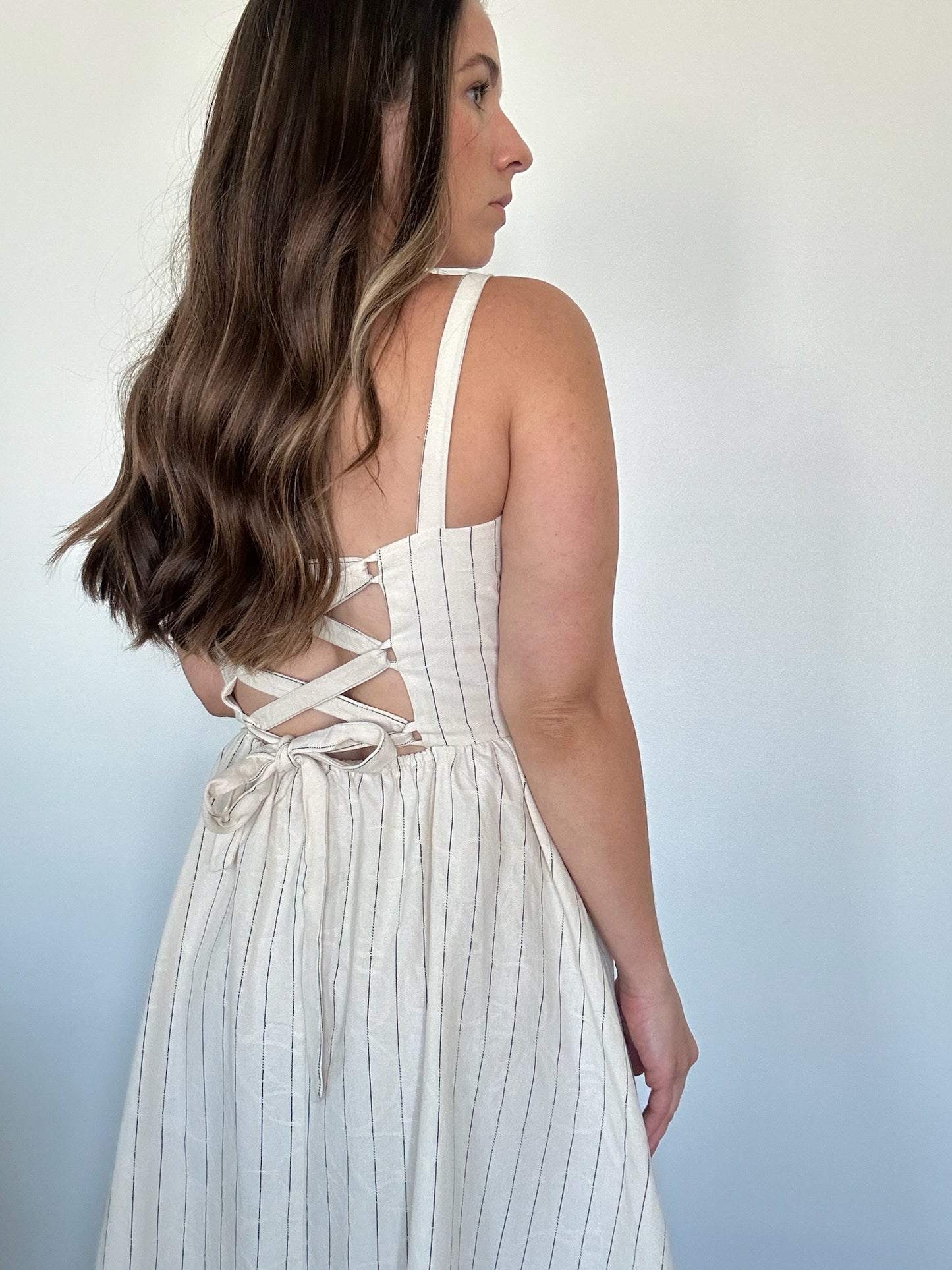 Isla Midi Pinstripe Dress