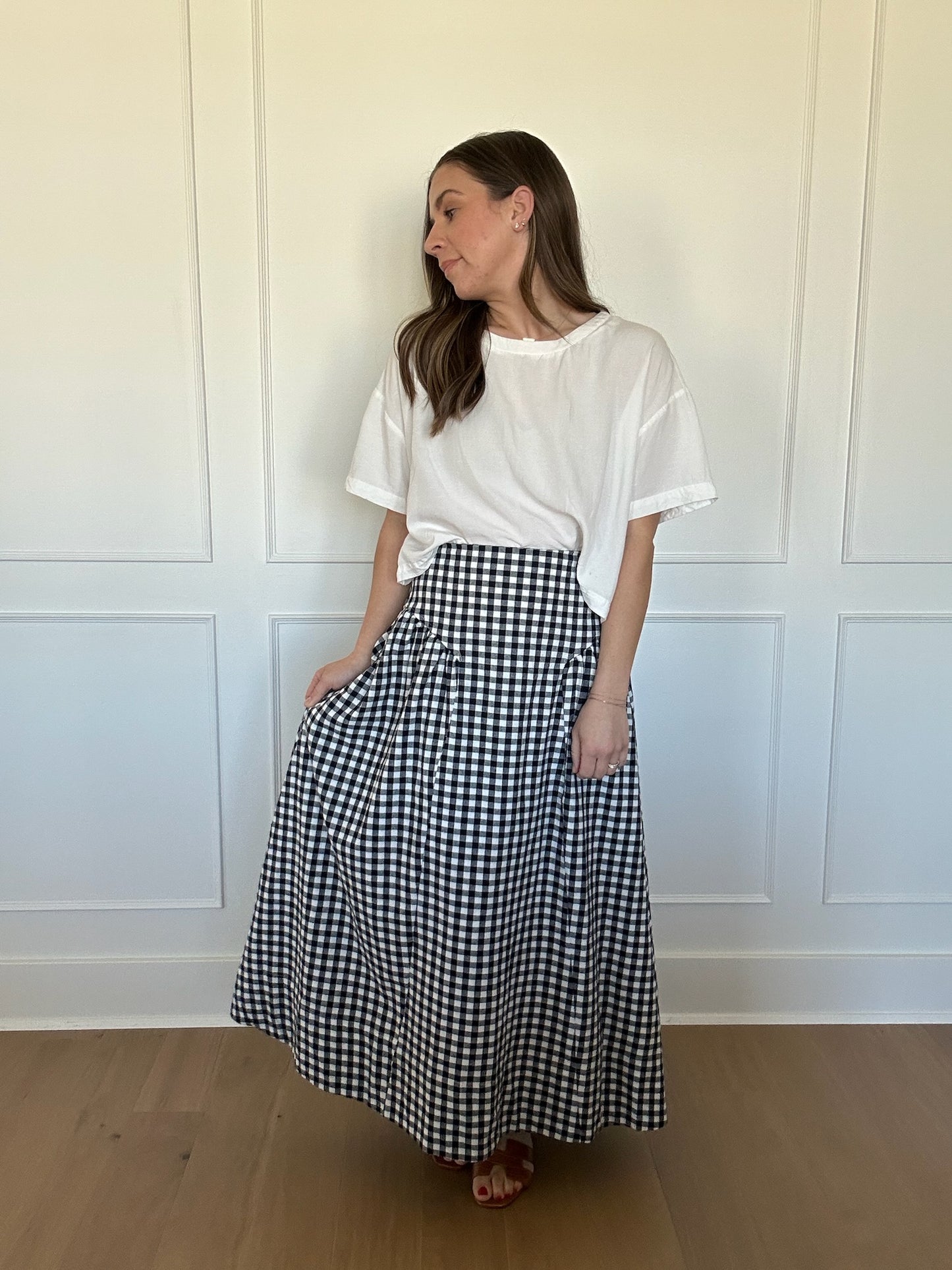 Julia Gingham Midi Skirt