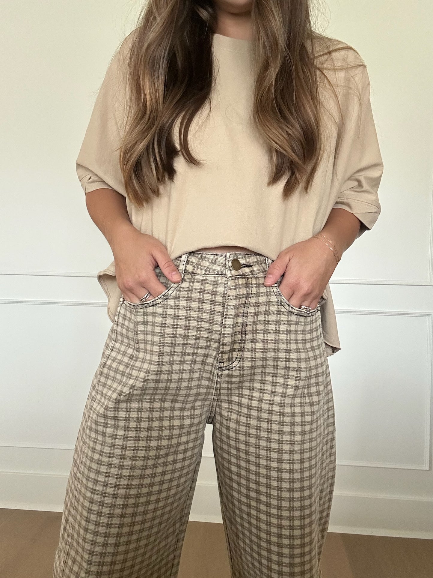 Checkered Barrel Jeans