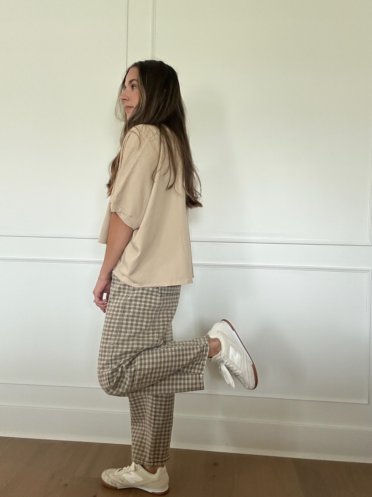 Checkered Barrel Jeans