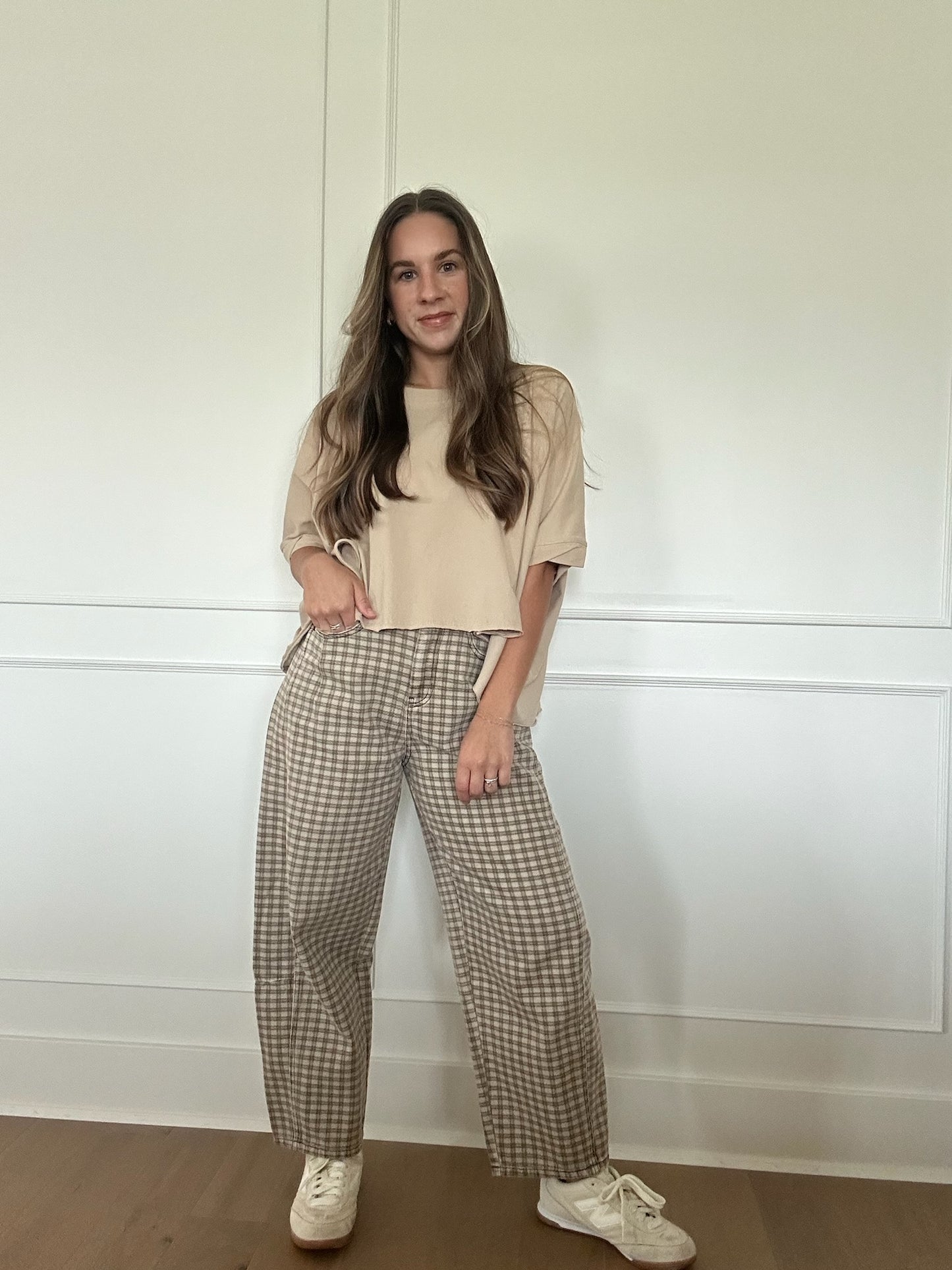 Checkered Barrel Jeans