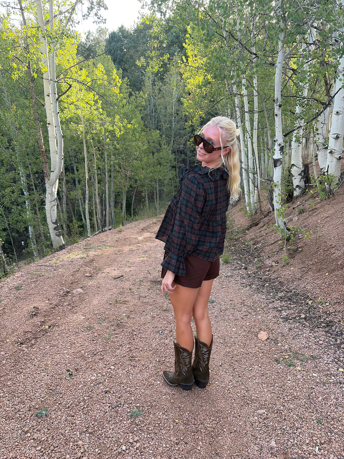 Maren Ruffle Plaid Top