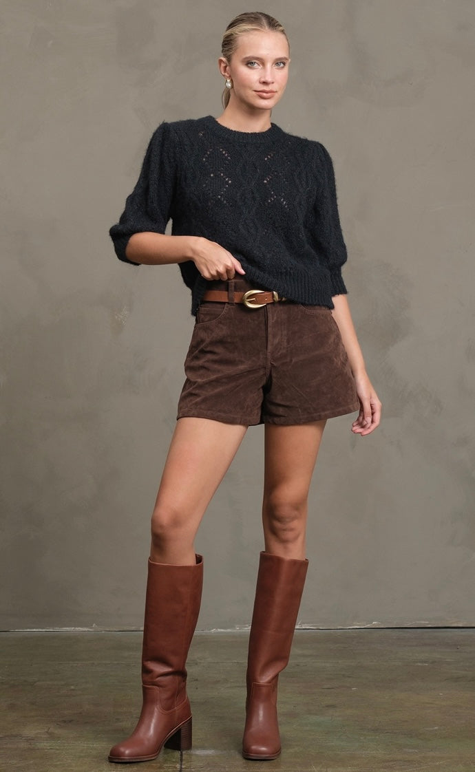 Navy Pointelle Sweater