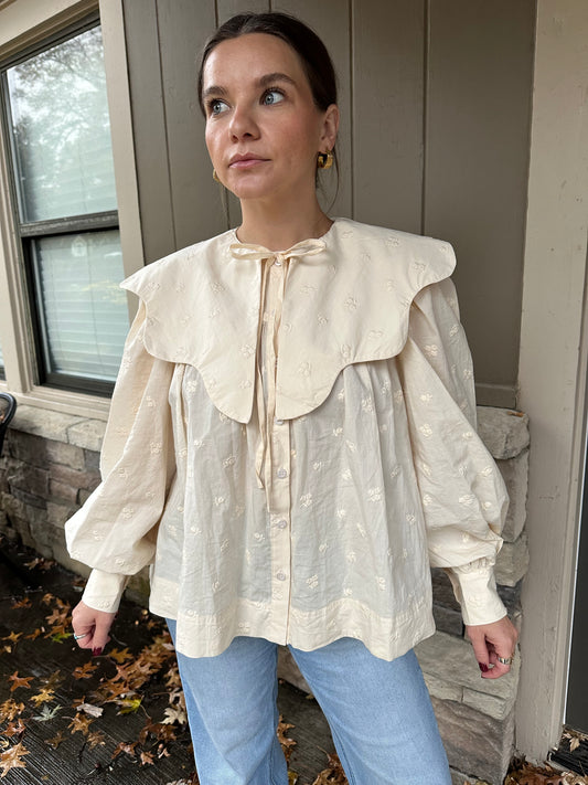 Charlotte Cream Embroidered Long Sleeve Top