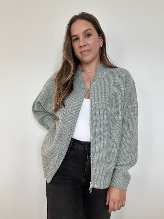 Willa Sage Zipper Cardigan