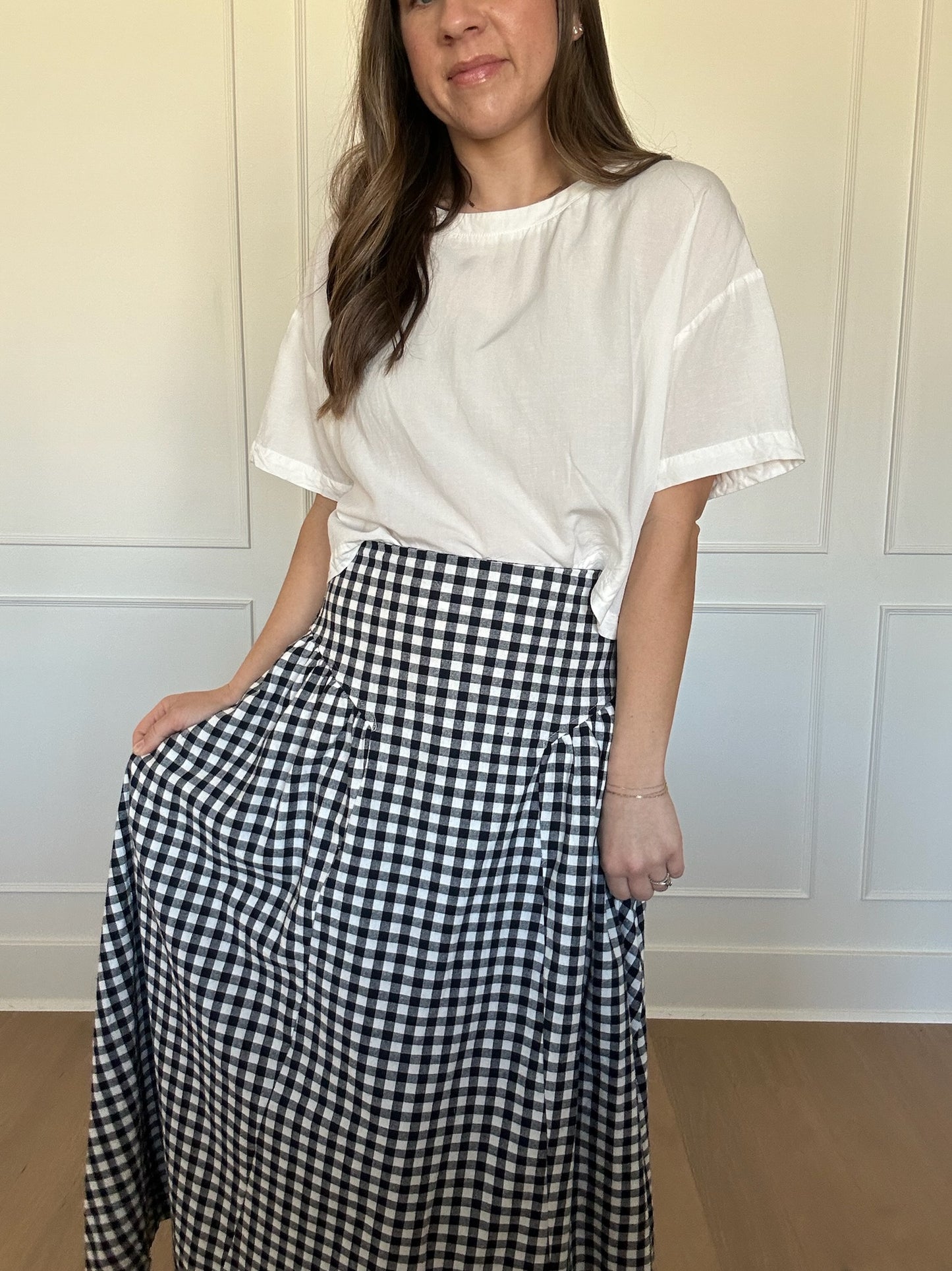 Julia Gingham Midi Skirt