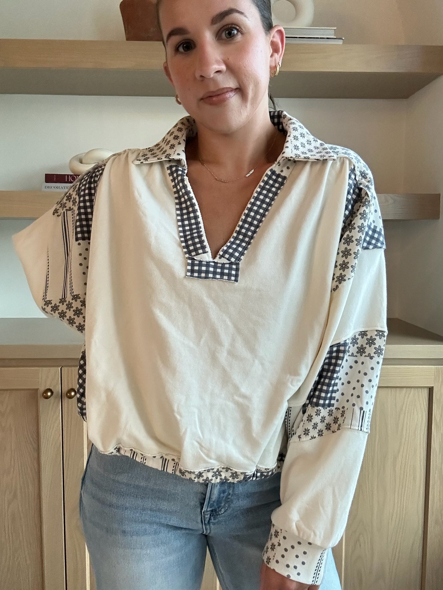 Daisy Patch Print Pullover