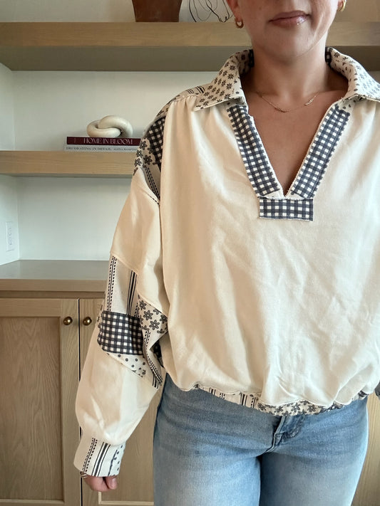 Daisy Patch Print Pullover