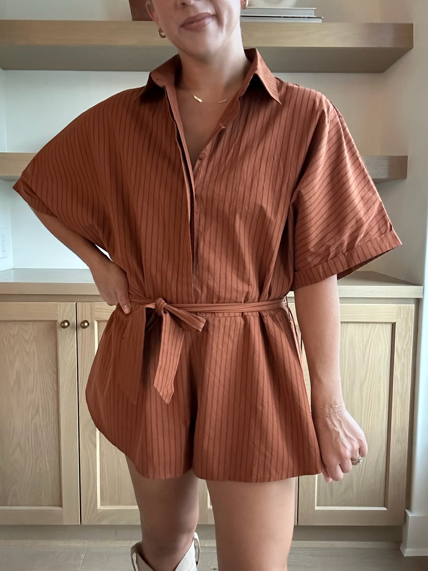 Ridge Romper in Terracotta