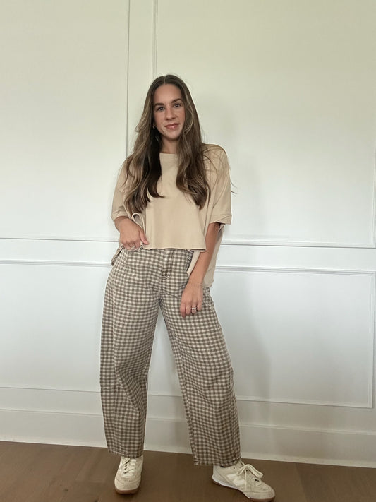 Checkered Barrel Jeans