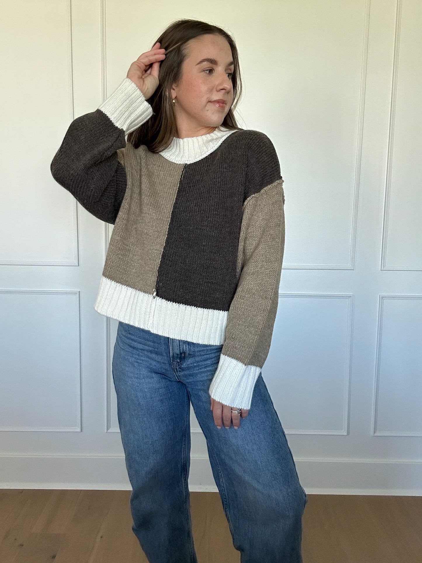 Olive Color Block Sweater