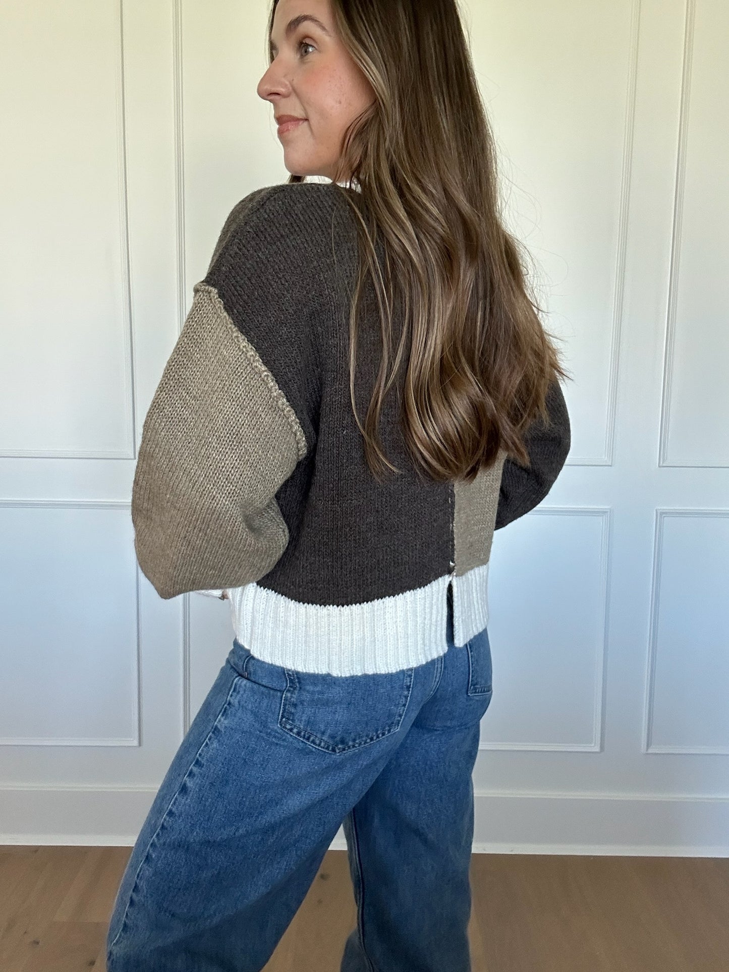 Olive Color Block Sweater