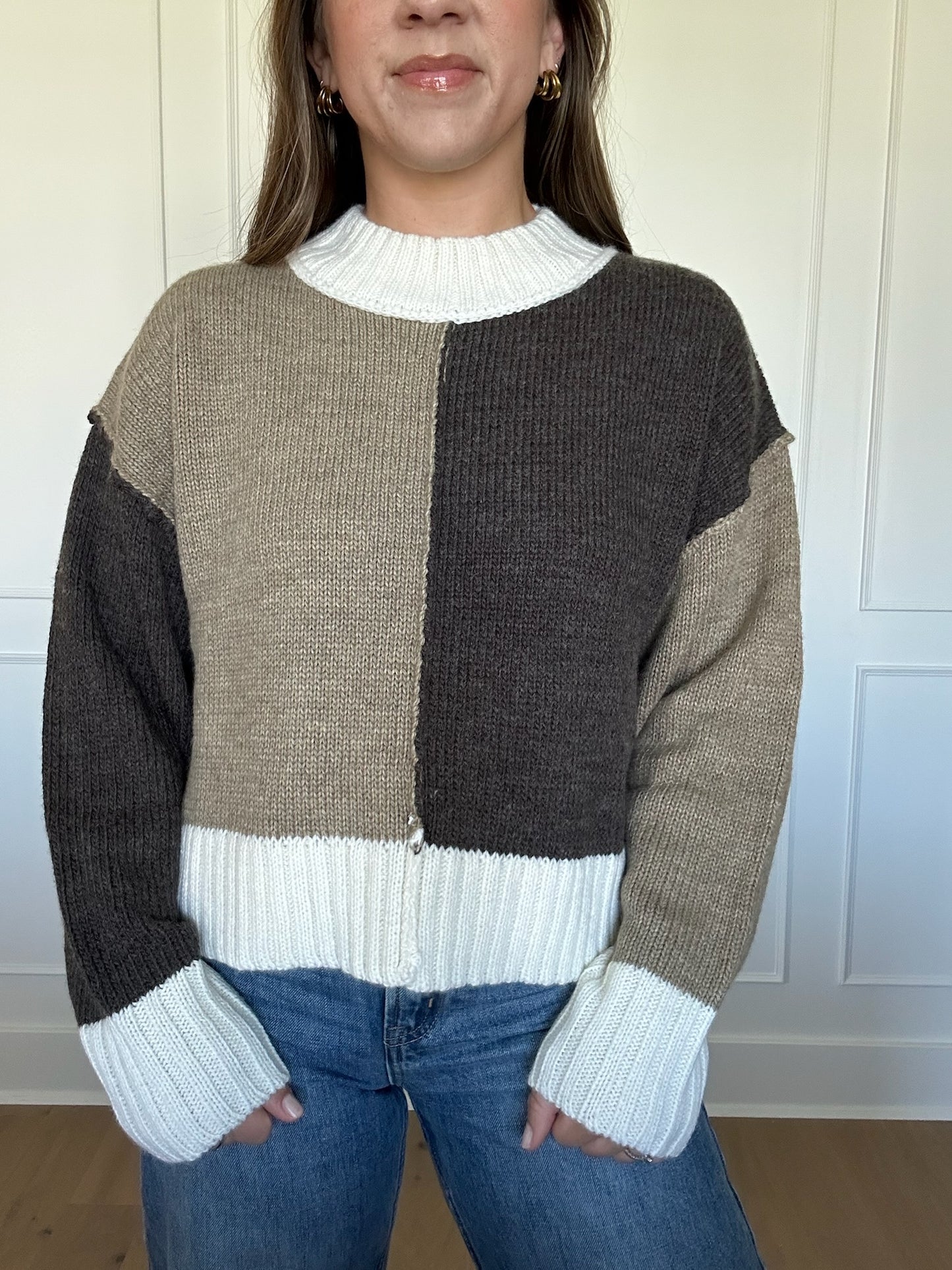 Olive Color Block Sweater