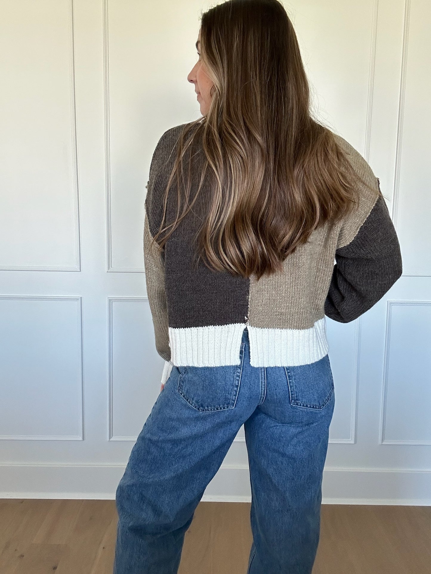 Olive Color Block Sweater