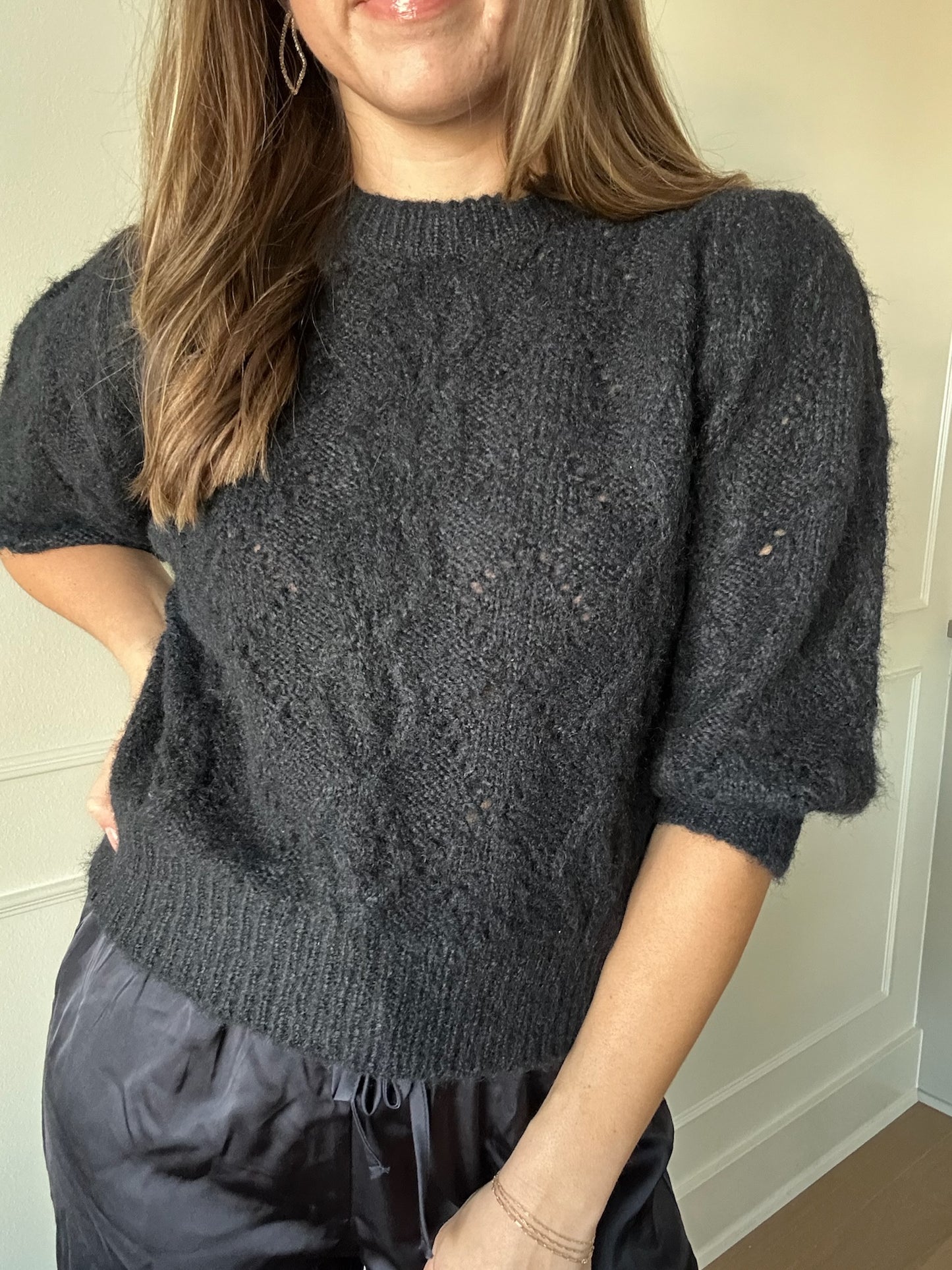 Midnight Cable Knit Sweater