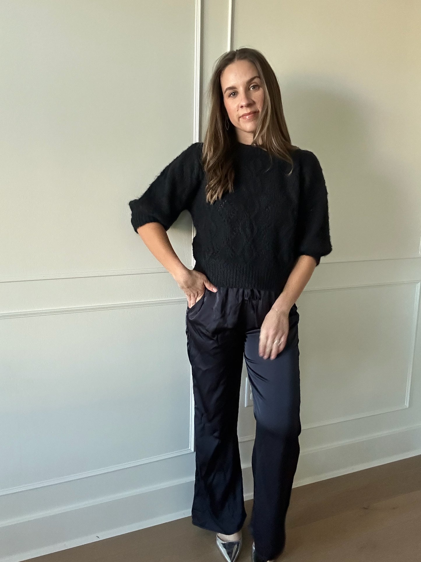 Midnight Cable Knit Sweater