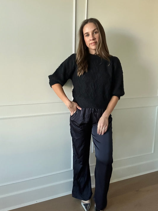 Midnight Cable Knit Sweater