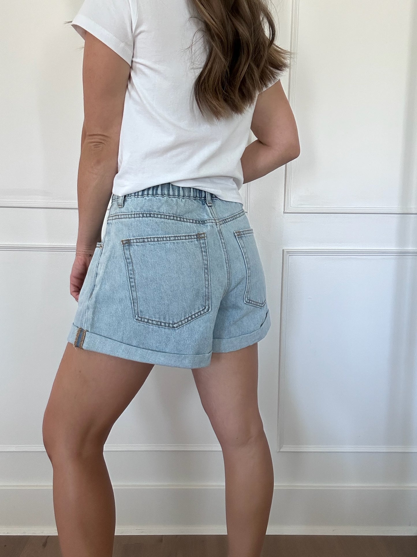 High Waisted Cuff Denim Shorts
