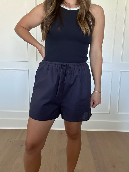 Margo Linen Shorts in Navy