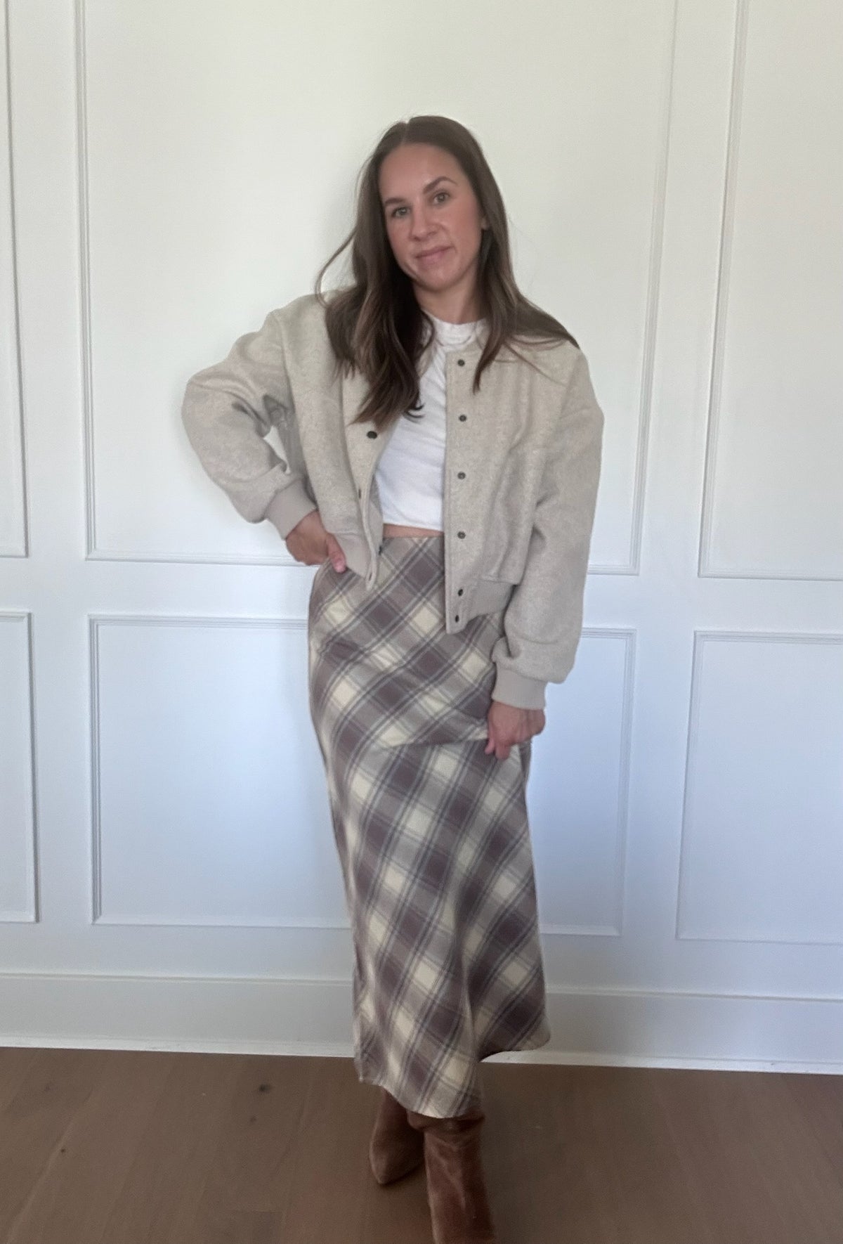 Emily Plaid Midi Skirt