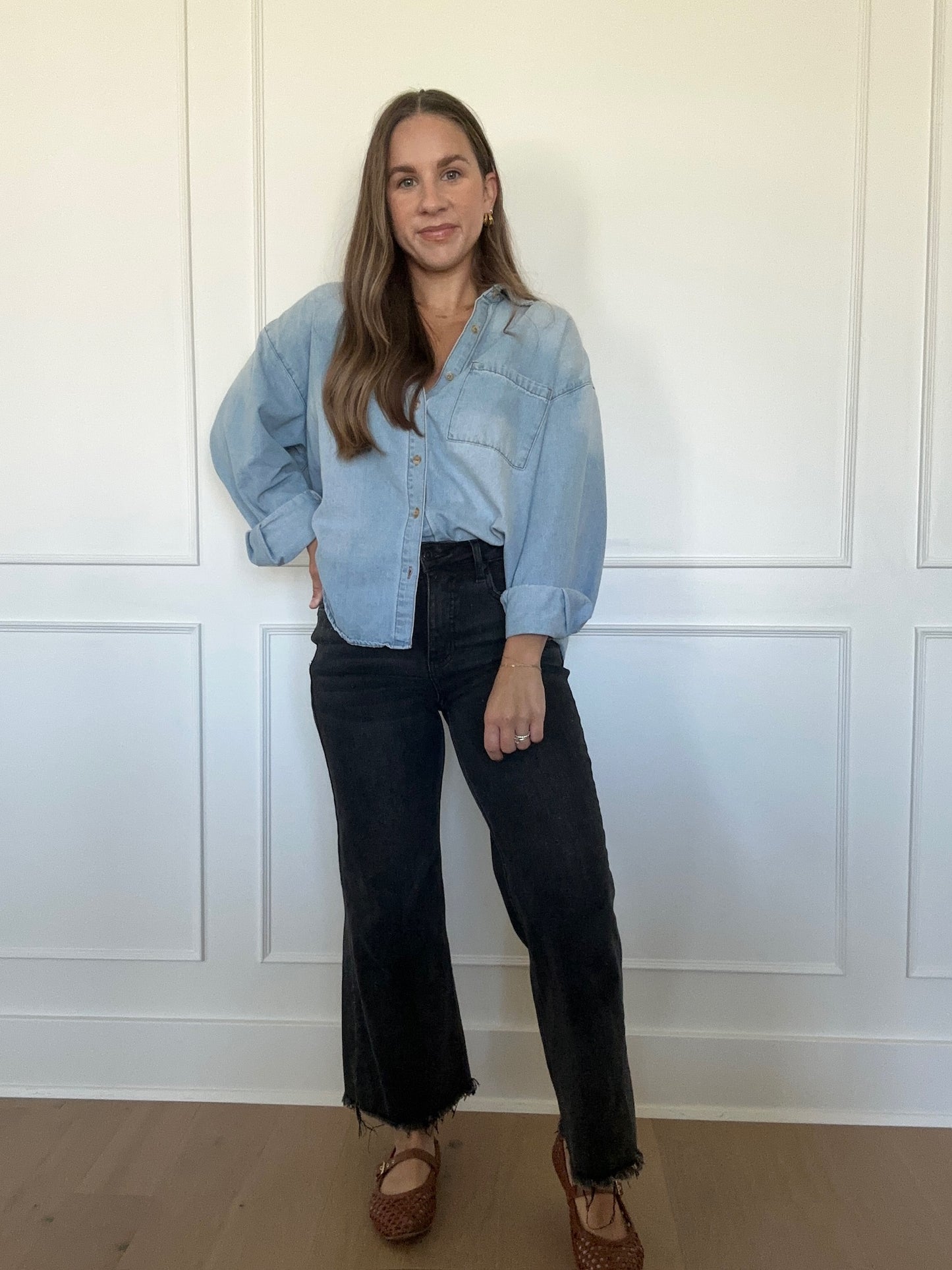 Black High Rise Ankle Wide Jeans