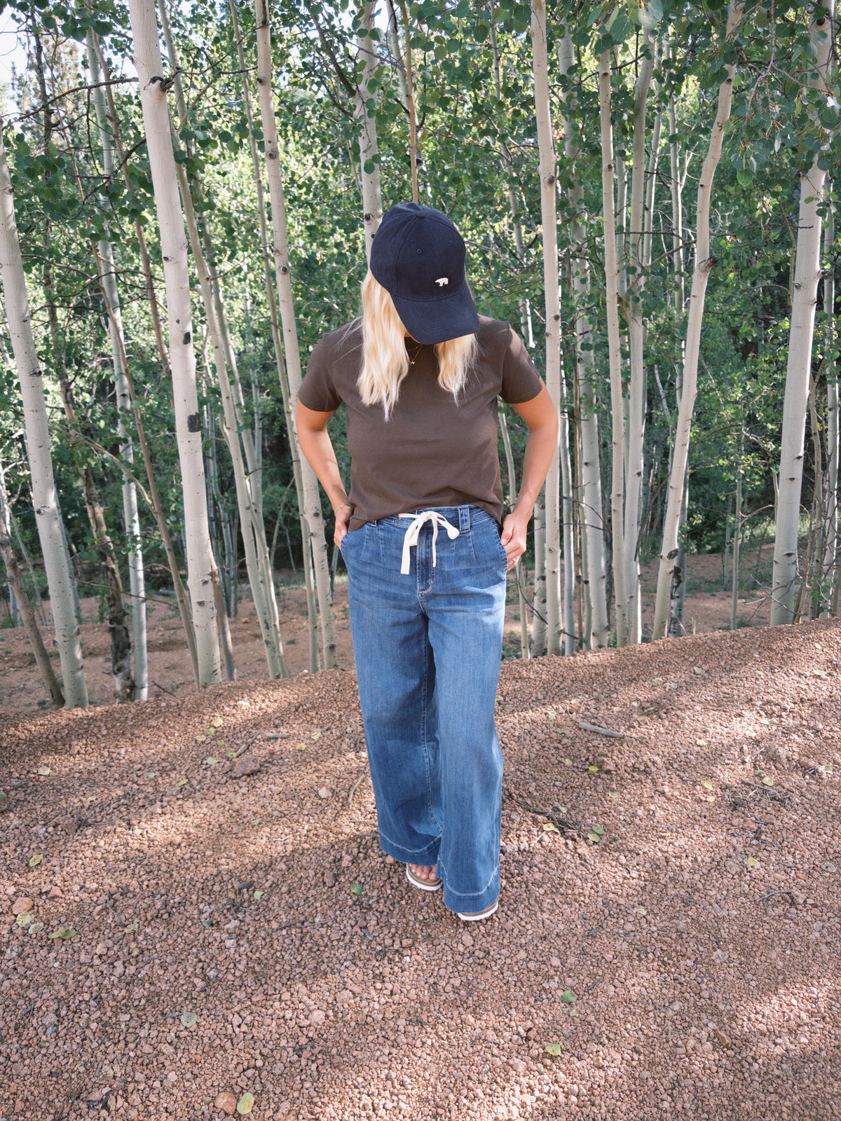 Lana Dark Wash Tie Front Denim Pant