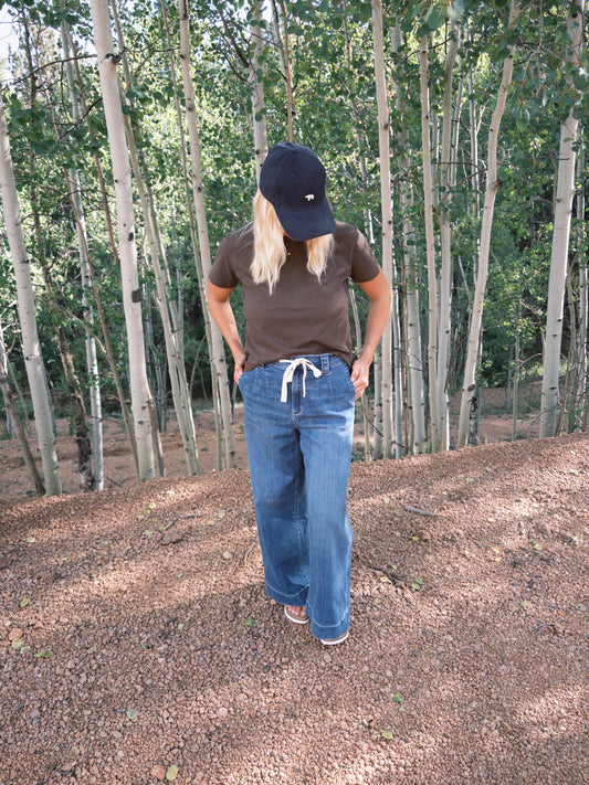 Lana Dark Wash Tie Front Denim Pant